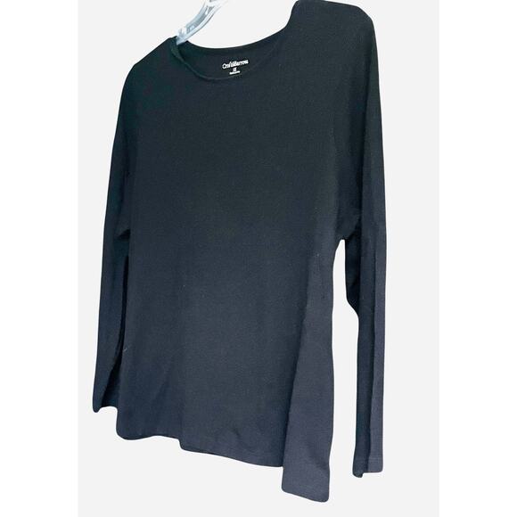 CROFT & BARROW LONG SLV PULL-OVER CREW NECK TOP/T-SHIRT, WOMENS, 1X, BLACK - Picture 4 of 11